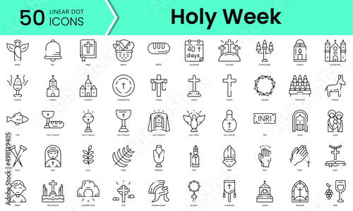 Set of holy week icons. Line art style icons bundle. vector illustration photo