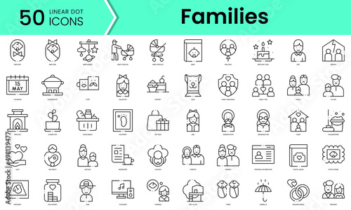 Set of international day of families icons. Line art style icons bundle. vector illustration