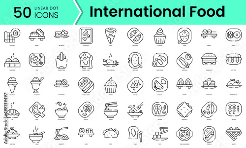 Set of international food icons. Line art style icons bundle. vector illustration