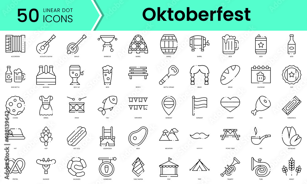 Set of oktoberfest icons. Line art style icons bundle. vector illustration
