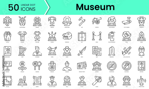 Set of museum icons. Line art style icons bundle. vector illustration