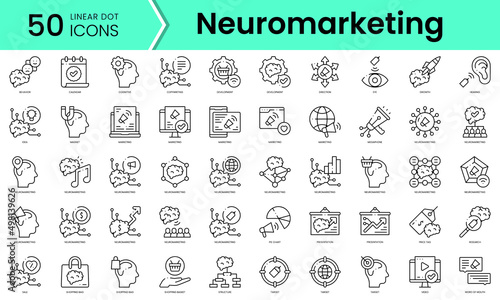 Set of neuro marketing icons. Line art style icons bundle. vector illustration