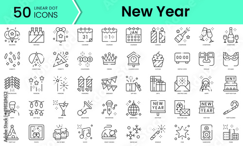 Set of new year icons. Line art style icons bundle. vector illustration photo