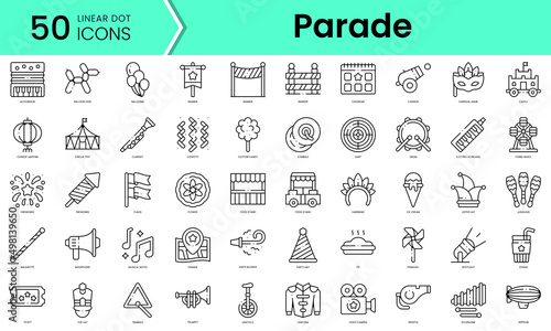 Set of parade icons. Line art style icons bundle. vector illustration