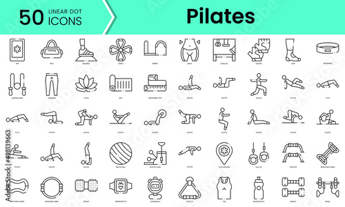Set of pilates icons. Line art style icons bundle. vector illustration