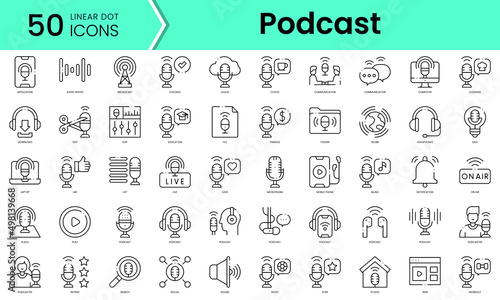 Set of podcast icons. Line art style icons bundle. vector illustration