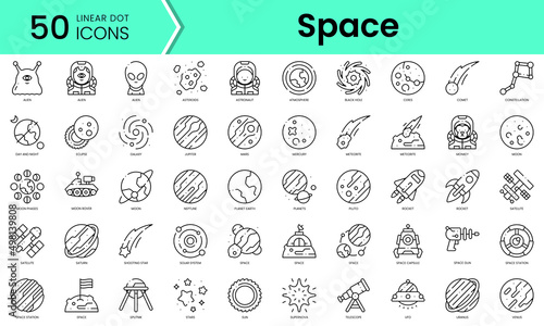 Set of space icons. Line art style icons bundle. vector illustration