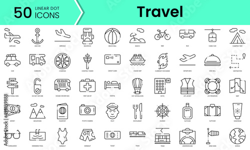 Set of travel icons. Line art style icons bundle. vector illustration