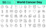 Set of world cancer day icons. Line art style icons bundle. vector illustration