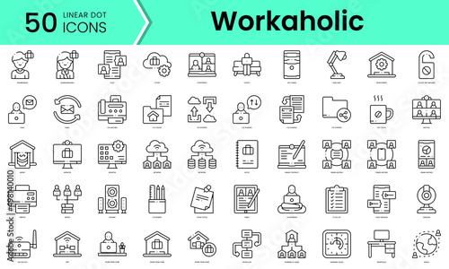 Set of work from home icons. Line art style icons bundle. vector illustration