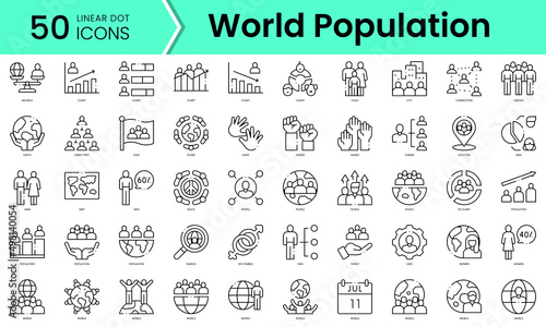 Set of world population icons. Line art style icons bundle. vector illustration