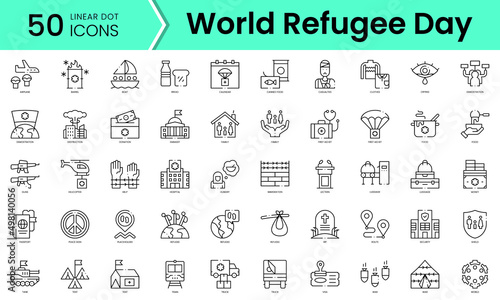 Set of world refugee day icons. Line art style icons bundle. vector illustration