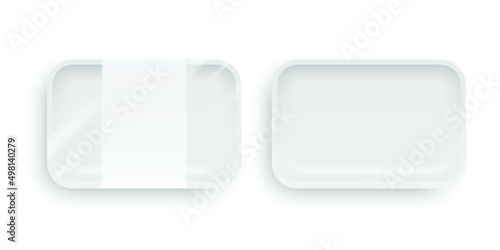 plastic tray container mockup. vector illustration