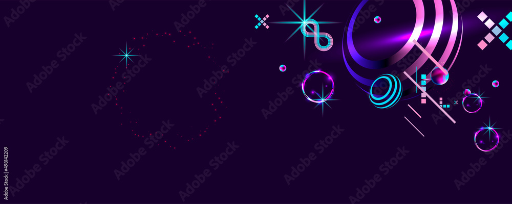 Unique treble bstract modern Very Peri background futuristic art neon abstraction background cosmos new art 3d starry sky glowing galaxy and planets blue circles