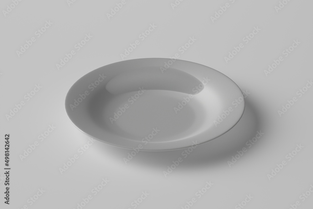 White plate on a white background. Side view. Illustration. White plate on a white background. Side view. Illustration.