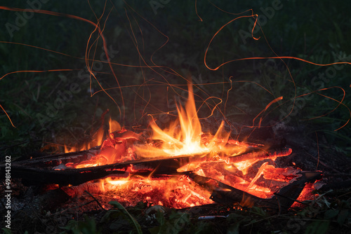 Flying sparks from a campfire