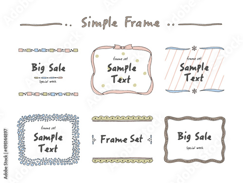 シンプルなかわいいフレーム-手描きの線画