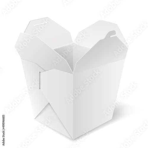White box for chinese food, takeaway rice. Realistic paper packaging for asian japanese food