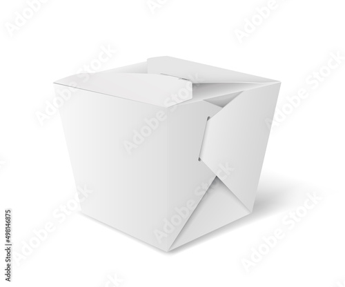 Chinese food box. Realistic takeaway food package template for chinese noodle and asian fast food