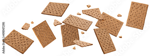Fotografie Rye cracker cookies isolated on white background