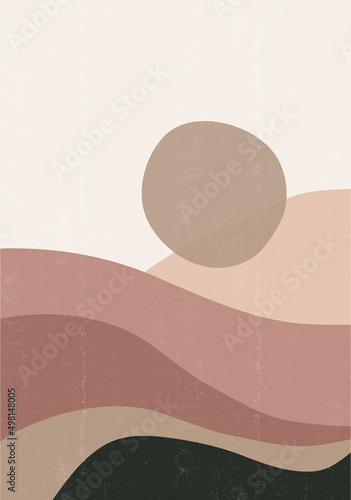 Mid century sunset print boho minimalist printable wall art mountain