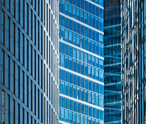 Light reflection in modern office buildings. Modern building facade. 