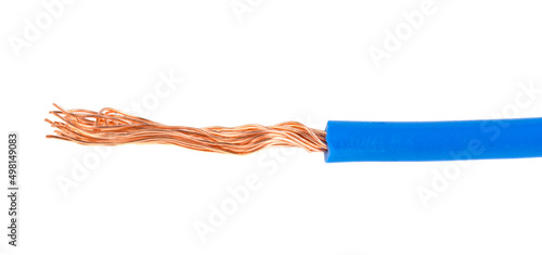 electrical cable without insulation isolated on white background