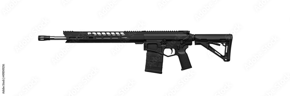 Modern automatic rifle isolated on white background. Weapons for police, special forces and the army. Assault rifle on white. Modern automatic rifle isolated on white background. Weapons for police, special forces and the army. Assault rifle on white.
