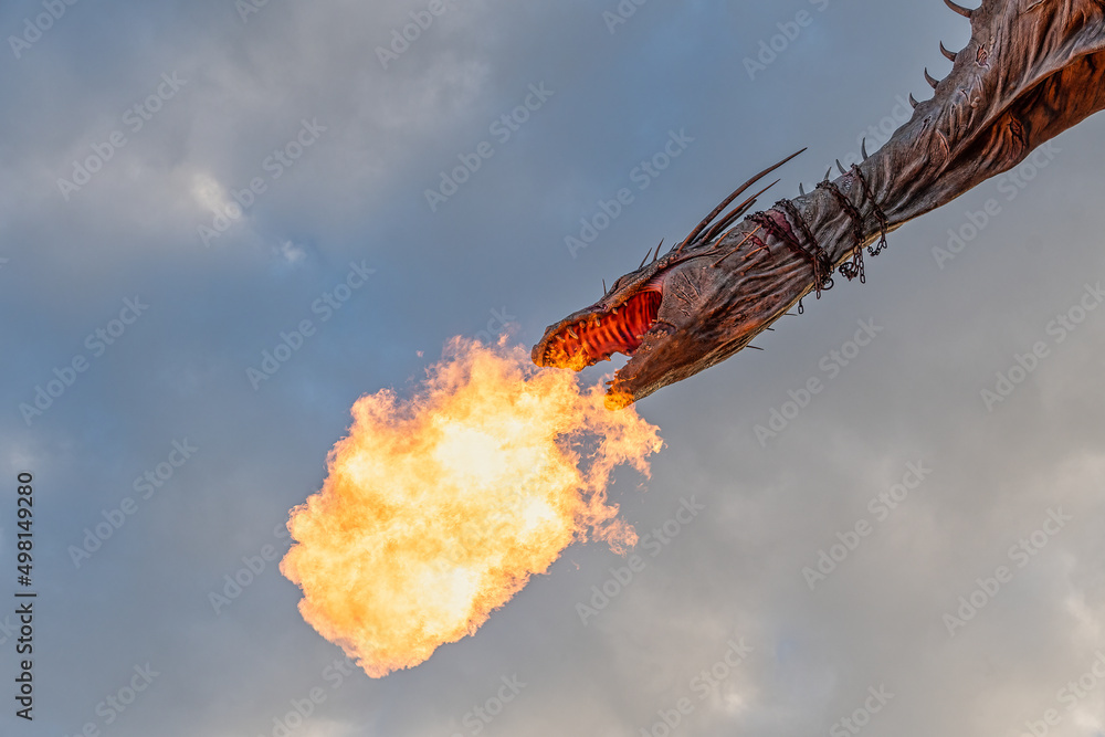 Fototapeta premium The dragon at Gringott Bank at Universal Studios