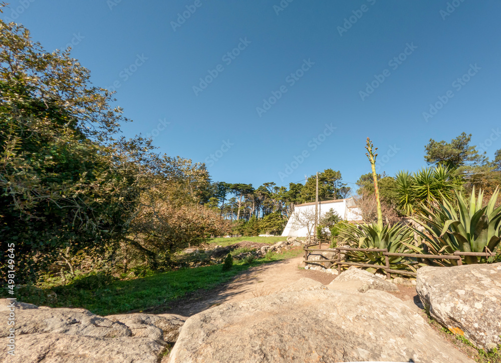 Catholic church, small white church in the Sintra Mountains, Portugal