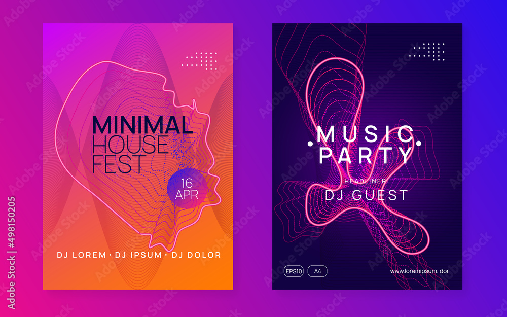 Neon club flyer. Electro dance music. Trance party dj. Electronic sound fest. Techno event poster. Neon club flyer. Electro dance music. Trance party dj. Electronic sound fest. Techno event poster.