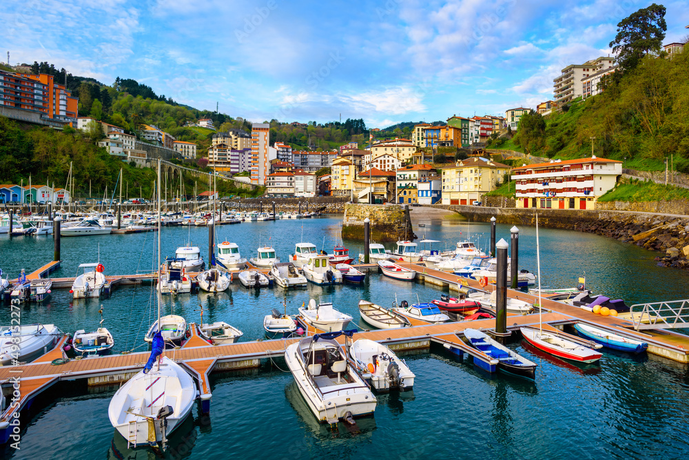 Obraz premium Boats in the port of Mutriku town, Basque Country, Spain