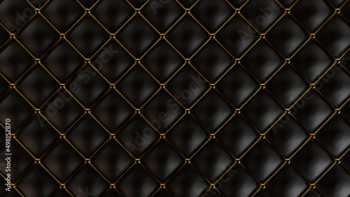 Black leather pattern with golden line and spheres