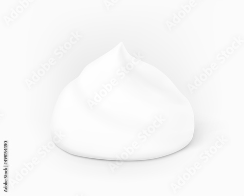 Creamy foam with realistic shadow. Vector illustration isolated on white background. Ready for use in your design. EPS10.	 photo