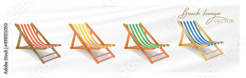 Fotografie, Tablou Beach lounger blue, orange, green, red vector