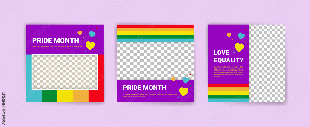 Happy pride month social media flyer template design Stock Vector ...