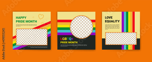 Happy pride month social media flyer template design