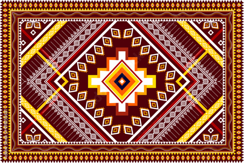 Abstract rug geometric ethnic pattern design. Tribal boho native ethnic traditional embroidery vector background. Aztec fabric carpet mandala ornament ethnic chevron textile decoration wallpaper.