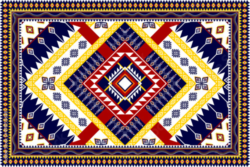 Abstract rug geometric ethnic pattern design. Tribal boho native ethnic traditional embroidery vector background. Aztec fabric carpet mandala ornament ethnic chevron textile decoration wallpaper.
