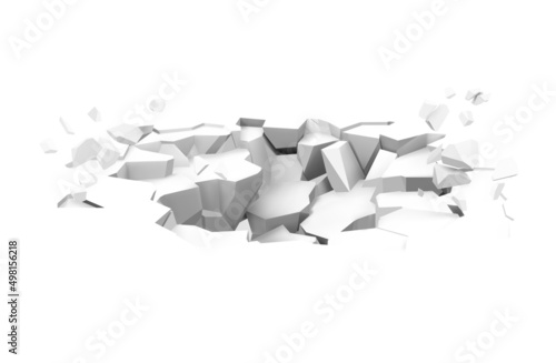 Realistic broken floor with pieces. Vector illustration isolated on white background. Ready for your design. EPS10.