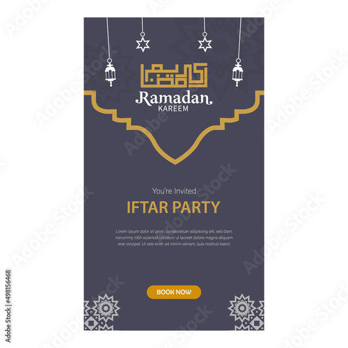 Ramadan iftar invitation stories social media template design