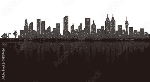 LED silhouette city night  skyline  cityscape vector