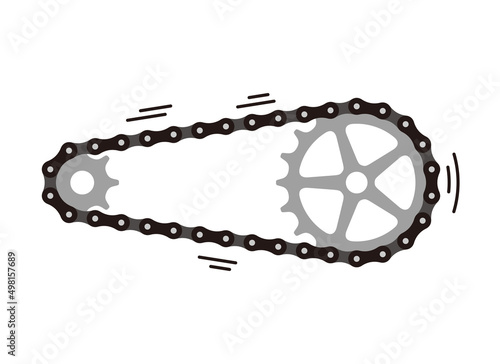 Simple bike Chain with cogwheels. Vector illustration