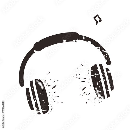 Explosion music headset graffiti color vector illustration