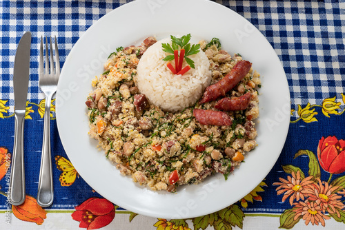 a dish with tropeiro beans, a typical food from minas gerais, Brazilian gastronomy photo