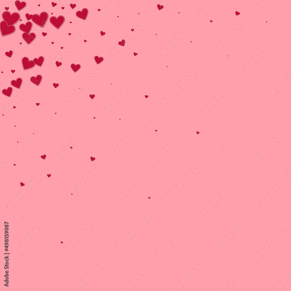 Red heart love confettis. Valentine's day corner a Red heart love confettis. Valentine's day corner a