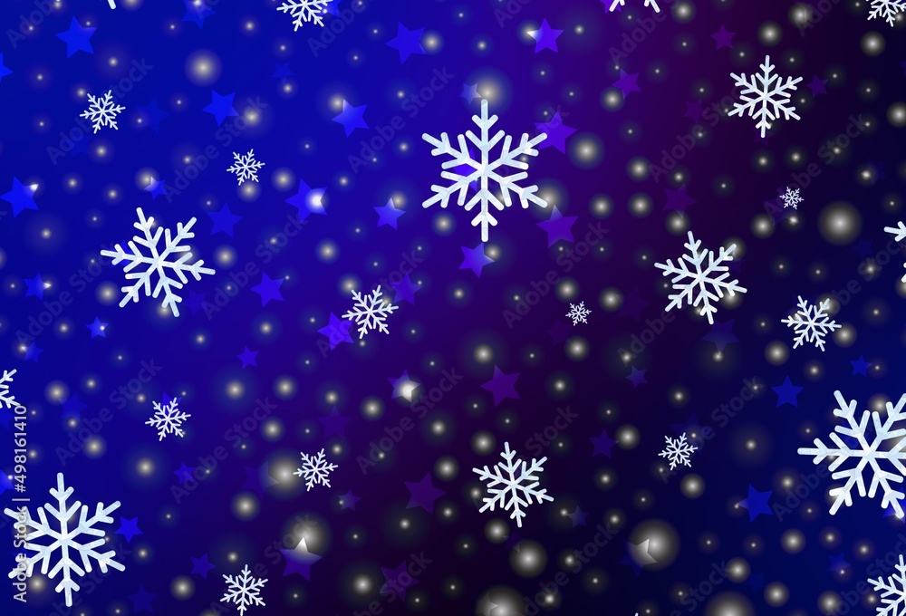 Dark Pink, Blue vector background with xmas snowflakes, stars. Dark Pink, Blue vector background with xmas snowflakes, stars.