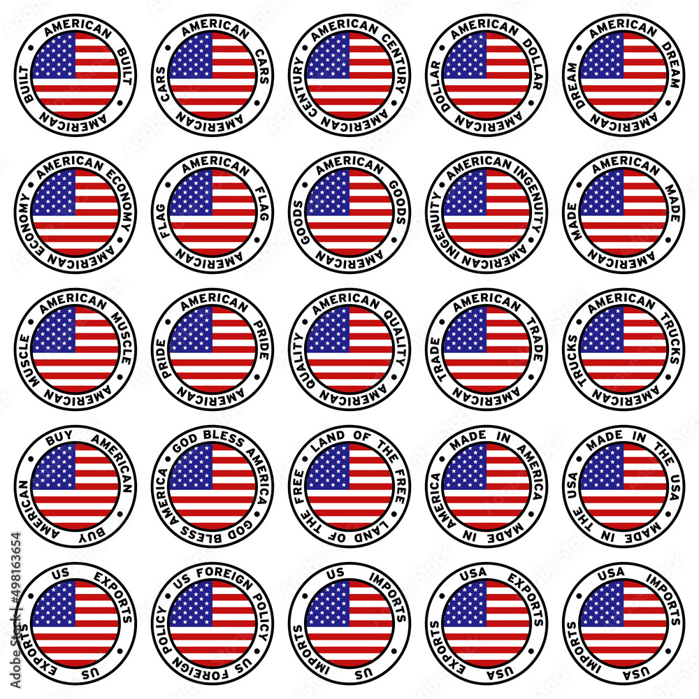 Round US Flag Clipart Set Round US Flag Clipart Set