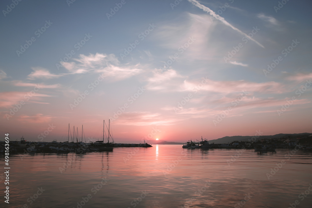 Golden Hour Sunset at the Beach Harbor