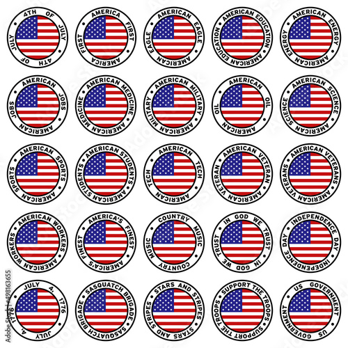 Round US Flag Clipart Set 2